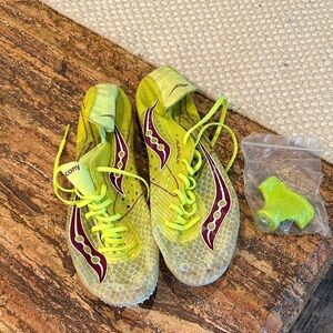 Saucony track and field shoes - Neon Yellow and Burgundy
